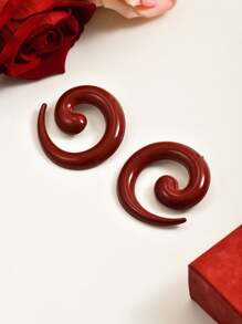 1pair Exaggerated European And American Fashion Metal Spiral Stud Earrings, Suitable For Daily Wear By Women