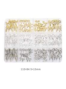 1 Box 96 Pcs Metal Bow Nail Art Decor, Alloy Bows In 3D Gold/Silver/Gray Color, Luxury Shiny Bow Nail Jewelry, Nail Art Accessories, Nail Diy Nails Nail Supplies Nails Nail Charms Nail Gems