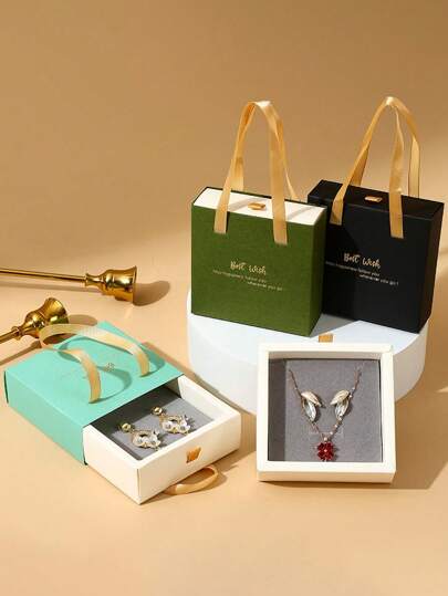 1/5pcs Portable Drawer Gift Box Necklace Earrings Ring Bracelet Box Gift Jewelry Packaging Box Earrings Women Storage Jewelry Soft Box Organizer Storage Box Travel