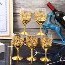 1PC Golden Goblet Wine Glass Vintage European Wine Glass Goblet For Party Gathering Wedding Use