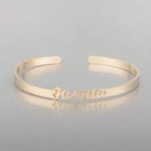 1PC A Variety Of Styles, Vintage Style 18K Gold Plated Stainless Steel Cufflink Bracelet With Personalized Name, No Mosaic, Simple Design, Everyday And Festive Wear, Ideal Christmas And Birthday Gifts For Family And Friends, The Best Gift For The Family, Perfect For All Occasions.