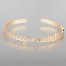 1PC A Variety Of Styles, Vintage Style 18K Gold Plated Stainless Steel Cufflink Bracelet With Personalized Name, No Mosaic, Simple Design, Everyday And Festive Wear, Ideal Christmas And Birthday Gifts For Family And Friends, The Best Gift For The Family, Perfect For All Occasions.