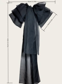 1 Stück Oversized Tüll-Schleifenclip mit langem Streifen, schwarze Haarklammer, elegante atmosphärische Haarzubehör für Frauen für den täglichen Gebrauch, Partys, Hochzeiten geeignet