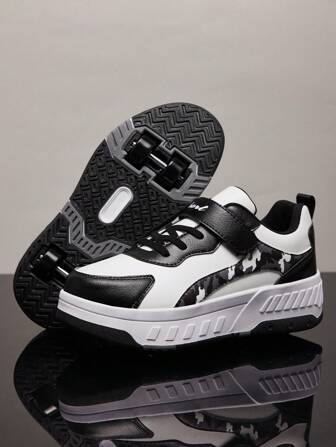 2025 年新款 1 双女童梅红色百搭鞋，双排四轮皮革钩环溜冰鞋，可拆卸休闲运动，适合儿童、青少年、男孩和女孩，四季皆宜