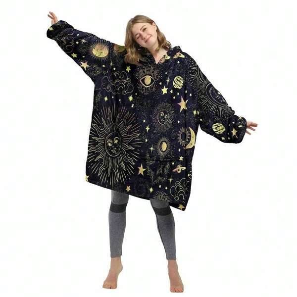 معطف بطانية قابل للارتداء - شال دافئ بغطاء للرأس كهدية للنساء البالغات والأمهات والرجال ، مقاس عام