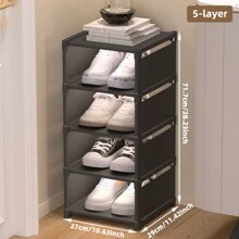 1pc Multi-Layer Single Row Shoe Rack, Dustproof Simple Storage Rack, Space Saving, Free Assembly, Suitable For Entrance, Closet, Corridor, Living Room, Garage - Black - View 12
