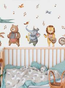 1 pieza Pegatinas de pared con globos de animales de dibujos animados lindos, impermeables y removibles de PVC para decoración del hogar y aula de jardín de infancia