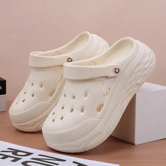 Zapatos de mujer tipo mule de moda, nuevos sandalias con plataforma, suela gruesa, sin deslizamiento, cómodos, zuecos sin talón, mocasines para exterior, chanclas de playa