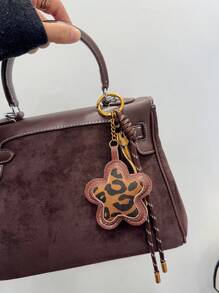 HXXOOS 1 Peça Pingente de Bolsa com Estampa de Leopardo e Estrela, com Chaveiro, Borla e Raquete de Tênis - Acessório de Bolsa de Couro PU de Alta Qualidade, Presente Perfeito para o Dia dos Namorados, Unissex, Adequado para Bolsas, Pendurar no Carro, Passeios Diários, Festas, Encontros, Viagens e Mais, Decoração Elegante para Bolsas