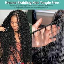 Cabello humano para trenzas bohemias, cabello de trenzado humano 110g 20 pulgadas cabello rizado estilo bohemio para trenzas sin nudos, cabello humano a granel de onda profunda 12A para trenzas bohemias, 3 paquetes/paquete color marrón chocolate