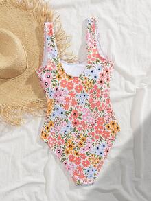 Floral Print Stylish Sexy One-Piece Swimsuit For Women, For Summer Beach Vacation