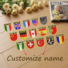 Maßgeschneiderte 2 Teile Flagge in Schildform Abzeichen Namensschild Stickerei Aufnäher für Hut, Kappe, Tasche mit Bügel- oder Klettverschluss Rückseite