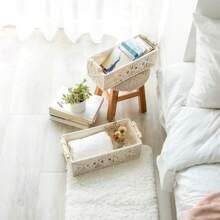 1PC Macrame Storage Baskets Boho Decor Box Handmade Woven Decorative Countertop Toilet Tank Shelf Cabinet Organizer For Bedroom Livingroom Home, Set Of 2, Ivory - 1 giỏ đựng đồ - Xem 4