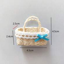 迷你微型娃娃屋篮子适用于 BJD 娃娃 Ob11 娃娃手工编织纸藤篮装饰儿童节