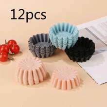 12pcs Reusable Silicone Cupcake Liners, 2.5 Inch Silicone Baking Cups, Non-Stick Muffin Cups Suitable For Parties, Halloween, Christmas, Easy To Clean Baking Molds (Multicolor)
