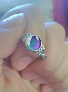 1pc Elegant Temperature Sensing Color Changing Ring, Emotional Temperature Sensitive Mood Ring Suitable For Women, Couples Everyday Wear, Engagement, Wedding, Valentine's Day, Christmas, Birthday, Anniversary Events,Mom,Mother,Mother's Day,Gift