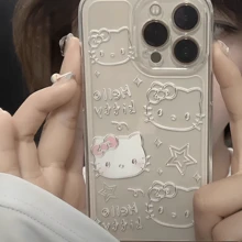 Sanrio Sanrio Cute Hello Kitty Shockproof Protective Full Coverage Phone Case Compatible With Apple IPhone 16/15/14/13/12/11/XSMax/XS/X/XR