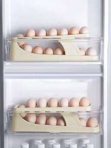 1 件装 1 件/2 件滑动鸡蛋托盘，自动鸡蛋滚筒，冰箱门侧装厨房台面防溢鸡蛋架房间装饰家居装饰秋季装饰卧室装饰 - 米黃色 - 查看 4