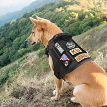 战术狗背带和 12 个补丁，不拉扯狗背心，适用于户外训练防水宠物狗背带，带橡胶手柄和金属扣