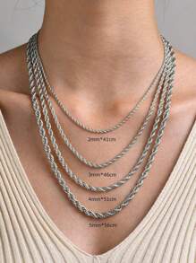 18K 镀金不锈钢人字形链项链，厚度有 2 毫米、3 毫米、4 毫米、5 毫米可供选择，防水防锈项链 - 麻花 - 查看 16