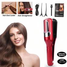 Recortadora de cabello profesional de extremos lisos, Plancha de cabello 2 en 1, Recortadora inalámbrica de puntas abiertas, Alisador de cabello para mujeres, Batería de 500mAh