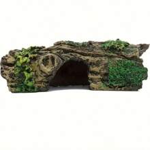 Resin Hollow Tree Stump Cave Ornament For Fish Tank, Reptile Hideaway Habitat Decor, Aquatic Animal Shelter Accessory