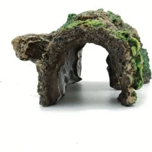 Resin Hollow Tree Stump Cave Ornament For Fish Tank, Reptile Hideaway Habitat Decor, Aquatic Animal Shelter Accessory