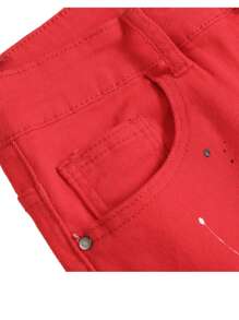 Men's Slim-Fit Jeans Red Ripped