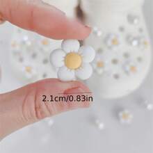 14pcs/Set White Flower & Faux Pearl Shoe Charms For Clogs Sandal Garden Shoes Silicone Bracelet Decoration, DIY Accessories,Festival Gift