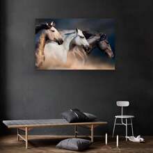 Running Horses Wall Art Rocking Horse Decor Farmhouse Wall Art Gifts For Horse Lovers Canvas Painting Wall Art Wooden Frame Decoration, Direct Hanging, Perfect For Home Office Bedroom Living Room Wall Decoration