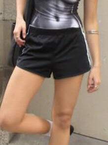 Women's Striped Shorts Casual Loose Elastic Waist Sport Short Pants With Pockets For Summer - Black - View 2