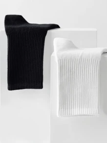 10 pares de meias femininas de cor sólida até a panturrilha, meias longas casuais e versáteis para casais
