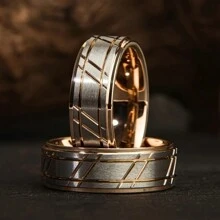 Hammer Patterned Men's Wedding Ring, Men's 8mm Stainless Steel Wedding Ring, Hammer Patterned Brushed Wedding Ring, Unique Men's Ring,