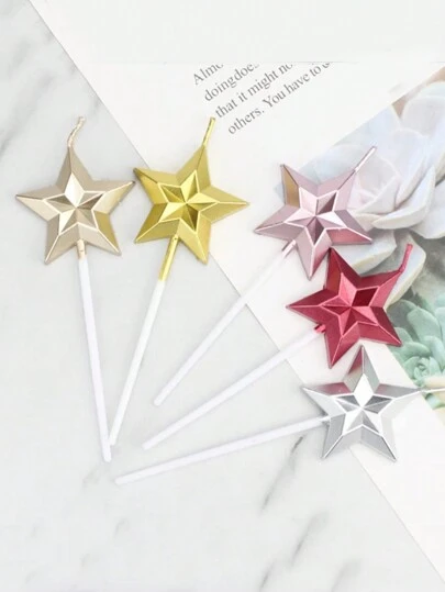 Decoraciones para tartas en forma de estrella, corazón y árbol de Navidad de vela 3D para el Día de San Valentín y fiestas
