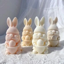 Egg Rabbit Silicone Candle Mold Bunny Resin Silicone Mold Animal Soy Wax Mould Easter Home Decor Concrete Mould - Pink - View 5