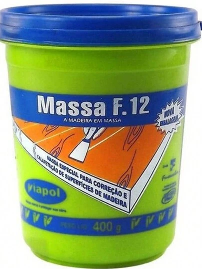 Massa Madeira F12 400G Branca Viapol Reparos Madeira Nivelamento Acabamento Interno Externo