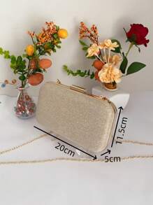 Bolsa Tiracolo / Carteira Feminina Com Glitter Para Festa / Banquete / CasamentoWT168-13 - Champanhe - Visão 4