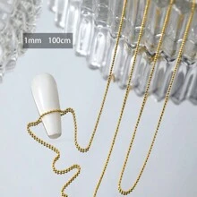 Catene di lunga 100 cm di lusso con cristalli scintillanti e strass, art nail in metallo steel con glitter argentati di 1,5 mm, decorazione fai da te per manicure francese elegante, formine a cuore e rettangolari, senza odore, accessori arte di unghie per donne e ragazze