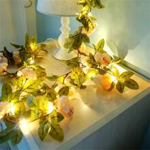 Girlanda z róż LED, 78,74 cala/20 świateł, zasilana bateriami, odpowiednia na ślub, imprezę, Boże Narodzenie i dekorację ogrodu, girlanda ze sztucznych róż w stylu glamour z diodami LED - zasilana bateriami tkanina kwiatowa do dekoracji domu, na Boże Narodzenie, Nowy Rok, Walentynki, sezonowe przyjęcie - bez wtyczki, bez baterii