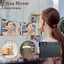 Hot 3 Way Mirror For Hair Cutting, Trifold 360° Mirror For Self Haircuts Shaving, Retractable Hanging Makeup Mirror With 10x Magnification Mirror, Portable Makeup Mirror - 白色 - 查看 2