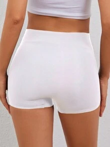 4pcs/Pack Seamless Silk-Like Solid Color Briefs, Skin-Friendly Stretchy Anti-Chafing Shorts, Women's Everyday Underwear & Sleepwear - White - View 8