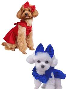 Pet Clothes With Hair Clip, Recommended To Choose One Size Up, Suitable For Small Dogs, Red Corduroy Dress With Bowknot