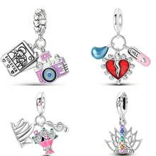 925 Silver Plated Cartoon Animal Charm Accent Beaded Pendant, Suitable For Original DIY Bracelet, Fashionable Jewelry Gift For Women - Silver - View 9