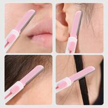 1 pieza Afeitadora de cejas, afeitadora de piel exfoliante multifuncional para la cara, moldeadora de cejas y cara, con cubierta de precisión, eliminador de vello facial para mujeres, recortadora de cejas, productos y accesorios para el cabello para peluquería, salón de belleza y artículos de viaje esenciales