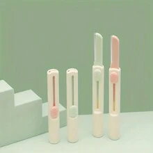 1 pieza Afeitadora de cejas, afeitadora de piel exfoliante multifuncional para la cara, moldeadora de cejas y cara, con cubierta de precisión, eliminador de vello facial para mujeres, recortadora de cejas, productos y accesorios para el cabello para peluquería, salón de belleza y artículos de viaje esenciales