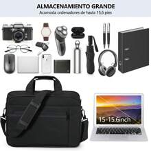 Maletín para portátil de Portafolio para Laptop Impermeable Grande Capacidad,Maletín para laptop ampliable,Funda para Laptop Hombres y Mujeres - Negro - Ver 6