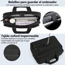 Maletín para portátil de Portafolio para Laptop Impermeable Grande Capacidad,Maletín para laptop ampliable,Funda para Laptop Hombres y Mujeres - Negro - Ver 5