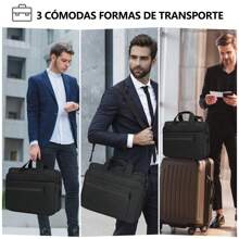 Maletín para portátil de Portafolio para Laptop Impermeable Grande Capacidad,Maletín para laptop ampliable,Funda para Laptop Hombres y Mujeres - Negro - Ver 8