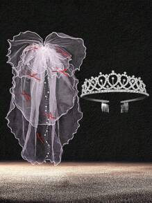 Set de 2 piezas Tiara y velo nupcial - Velos y tocados de novia para mujeres, velos blancos para novias, tiaras y coronas para fiesta de graduación y cumpleaños - Multicolor - Ver 6