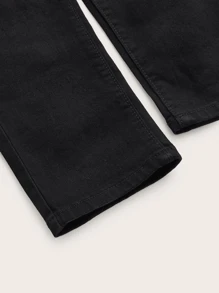 Men's Elastic Skinny Ripped Jeans, Casual Solid Color Slim Fit Pants - Black - View 4